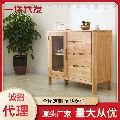 实木餐边柜北欧 现代简约家用收纳柜小户型餐厅白橡木储物柜