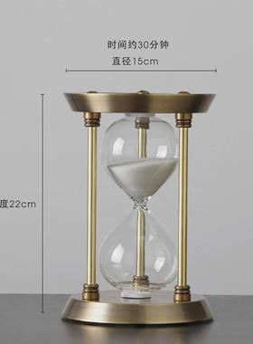 创意刷牙沙漏计时器摆件金属30分钟60分钟欧式书房办公室软装饰品