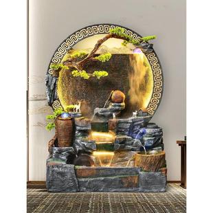 水幕墙流水屏风隔断公司前台装饰品玄关鱼缸大号招财落地摆件