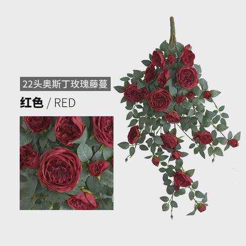 奥斯丁造景22头橱窗玫瑰壁挂花门头遮挡装饰假玫瑰藤蔓