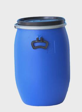 供应60l新料法兰桶箍桶塑料化工桶蓝色抱箍桶圆形铁hdpe厂家