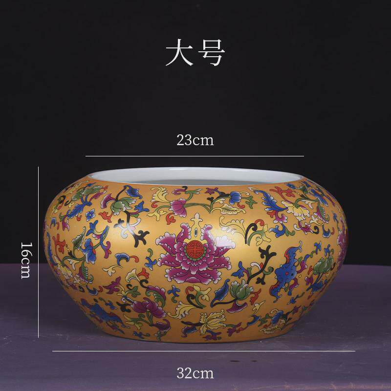 2024陶瓷鱼缸聚宝盆摆件新中式工艺礼品铜钱草盆创意开业桌面水培,宠物/宠物食品及用品,桌面缸,淘宝优惠券,粉丝福利购,淘宝优惠卷