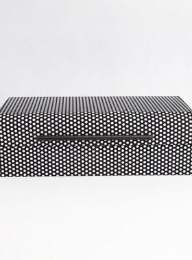 现代黑色网格收纳盒样板房收纳装饰摆件客厅茶几桌面玄关软装饰品