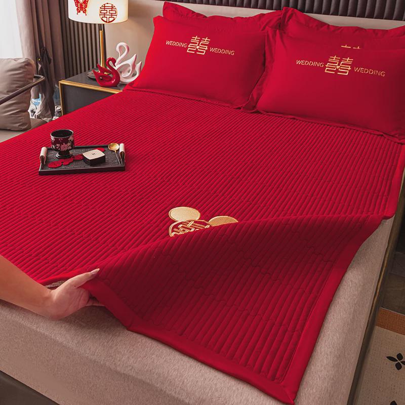 大红色婚庆加厚褥子家用榻榻米垫可折叠睡垫新婚嫁娶垫被床垫软垫