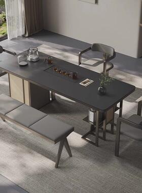 新中式黑色茶桌茶室会客洽谈接待办公室茶台泡茶桌奢高级感泡茶桌