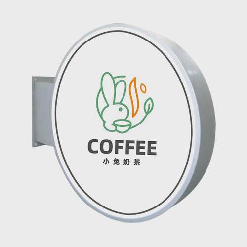 圆形亚克力led发光灯箱广告牌挂墙户外灯箱店铺侧招悬挂门头招牌