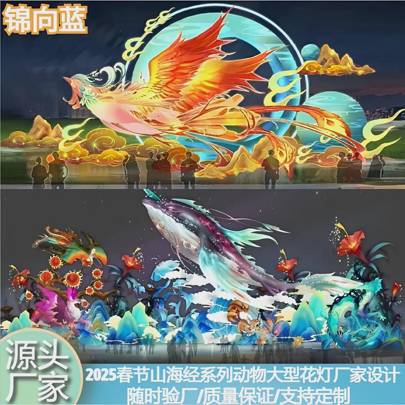 山海经主题大型新年花灯定制景区灯展国潮亮化灯厂家设计元宵节