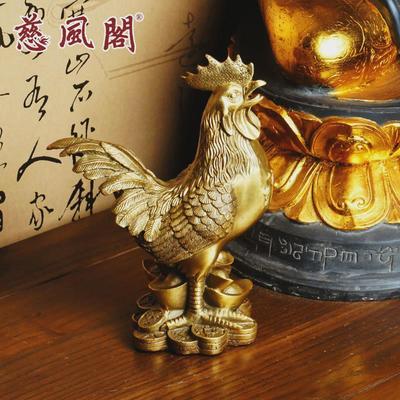 慈风阁黄铜鸡摆件大号金鸡公鸡元宝新春客厅装饰礼品卧室玄关装饰