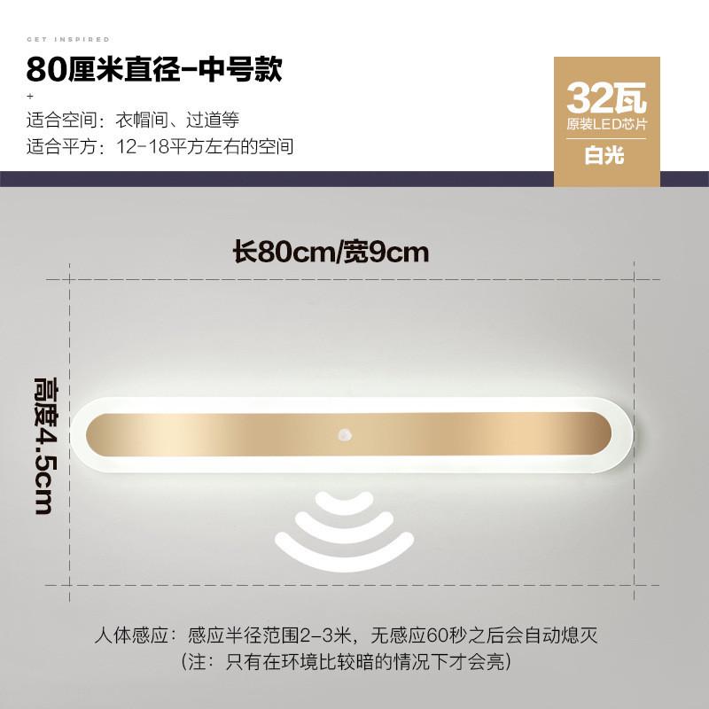 过道走廊灯人体自动感应灯长条led吸顶灯玄关智能衣帽间阳台灯具