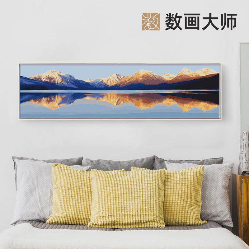 客厅现代简约装饰画大尺寸手绘油画沙发背景墙轻奢挂画-日照金山