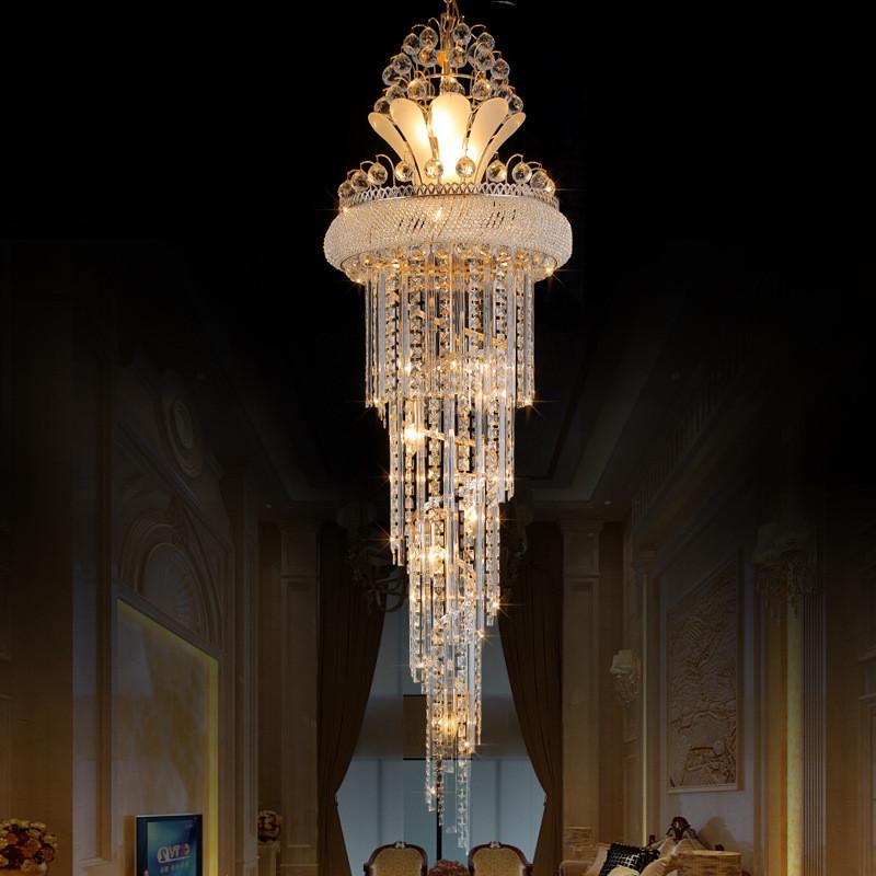 s金别墅楼梯水晶灯客厅楼梯灯长吊灯现代简约复式大吊灯