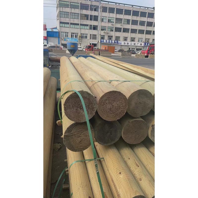 户外防腐木圆木柱樟子松实木圆柱圆木棒原木木方立柱加工古建横梁