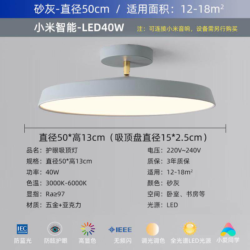 北欧简约现代家用客厅厨房ins风主卧室书房斜顶房间led圆形吸顶灯