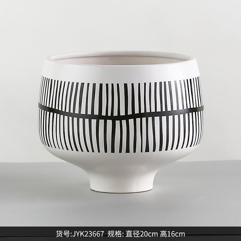 博西陶瓷花盆 中古风简易家居摆件创意样板间客厅插花瓶软装饰品