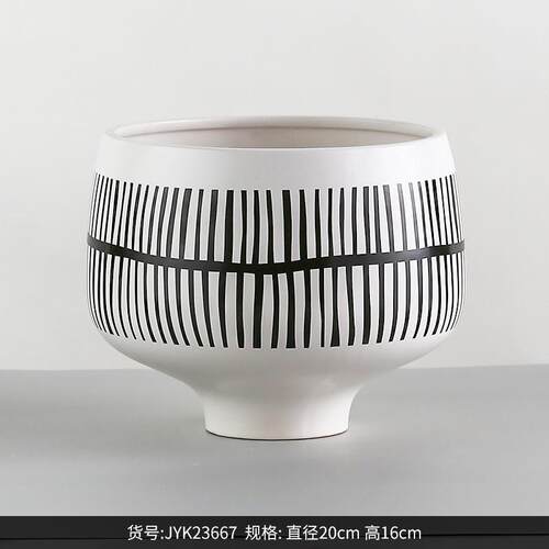 博西陶瓷花盆 中古风简易家居摆件创意样板间客厅插花瓶软装饰品