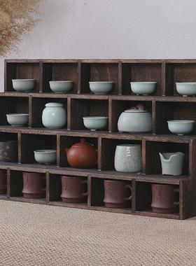 实木茶杯架博古架壁挂茶柜阶梯柜多宝阁茶具桌面收纳盒置物架茶棚