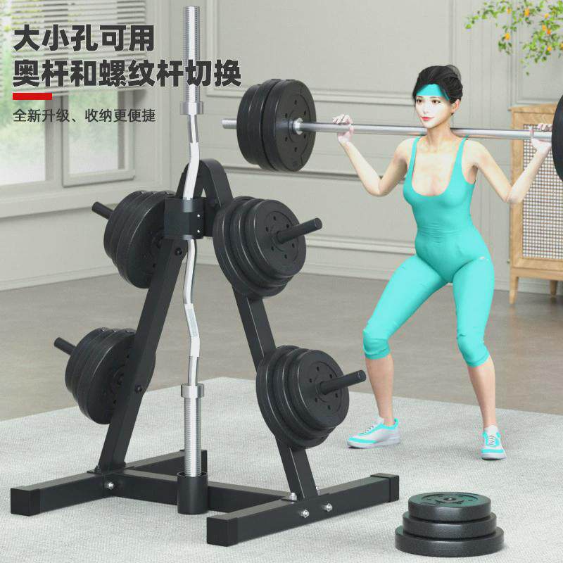 家用杠铃片架杠铃片收纳架杠铃杆储存架哑铃大孔小孔多功能存放架