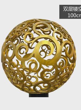 不锈钢镂空球雕塑大型户外铁艺景观金属发光球形落地造型景观摆件