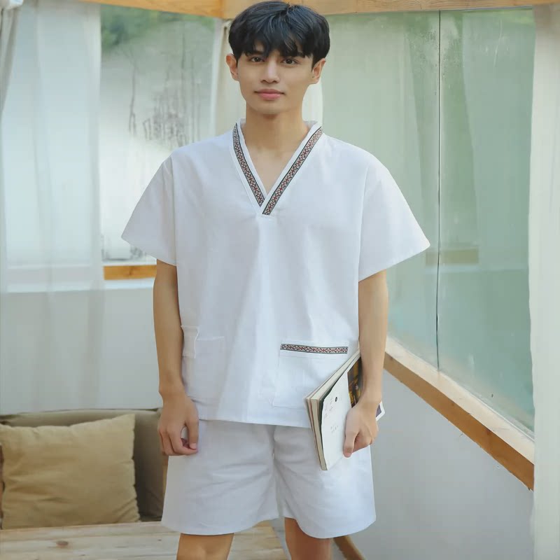 6b76【多色纯棉】汗蒸服女款男士浴服加大码桑拿足疗服情侣汉