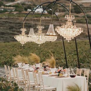 新款婚庆路引灯水晶吊灯婚礼冰条引路灯铁艺架子舞台布置装饰道具