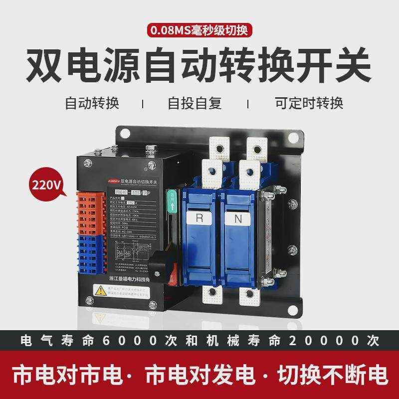 双电源自动转换开关FMQ4G-100A大功率2P双相切换开关PC级转换器