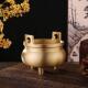 黄铜家用室内双耳香炉足三禅意宣德檀香炉摆件供奉用品香插熏香炉