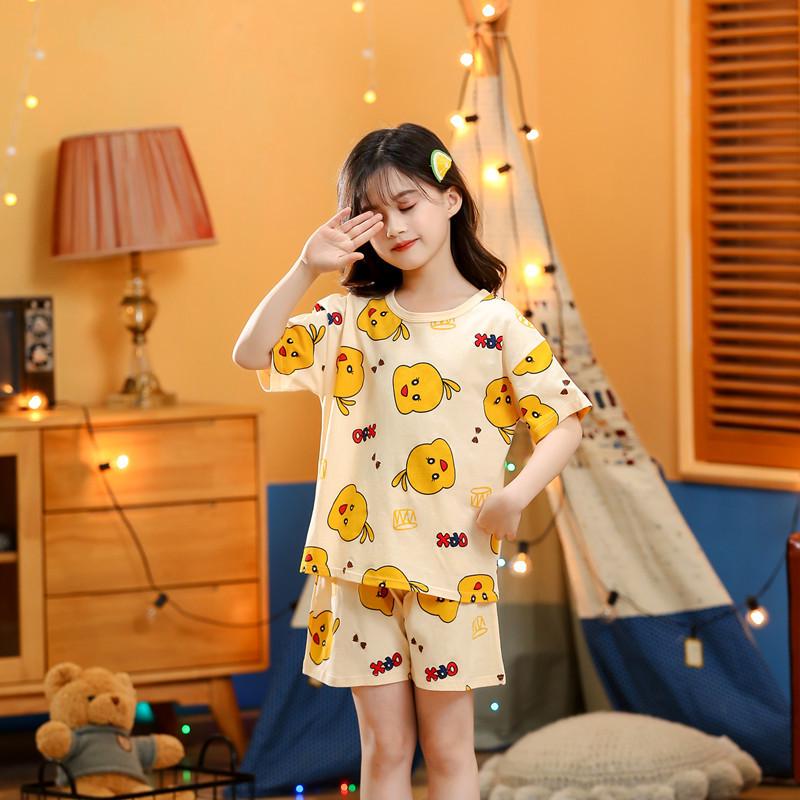 2025新款儿童夏季短袖套装家居服睡衣纯棉薄款空调服公主女童宝宝