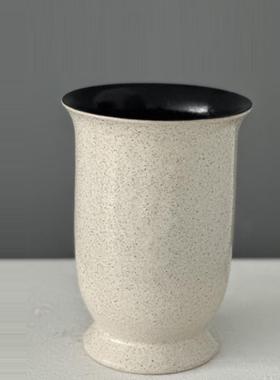 现代简约创意黑白棋格陶瓷花瓶样板间售楼处手绘陶罐花器软装饰品