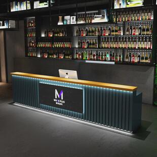 工业风复古酒吧吧台清吧转角餐厅收银台柜台饭店吧台酒柜水吧一体