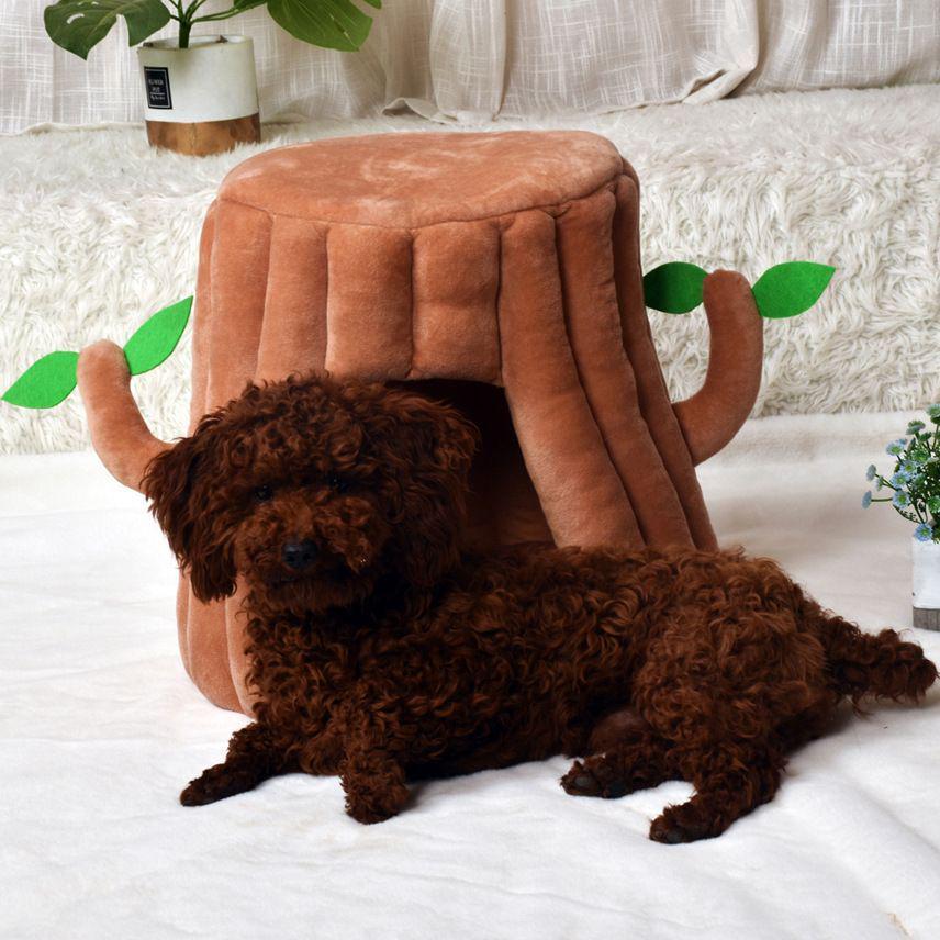 宠物猫窝秋冬季加厚保暖树桩窝布偶英短毛半封闭加绒可拆洗小狗窝