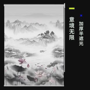 升降窗帘卧室遮光隔热防晒防水免打孔卫生间办公室遮阳 窗帘卷拉式