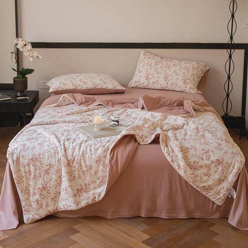 学生宿舍级全棉针织印花夏被四件套夏凉被可水洗母婴空调被