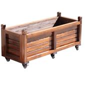 防腐木滑轮花箱户外庭院组合阳台蔬菜长方形种植箱木花盆室外花槽