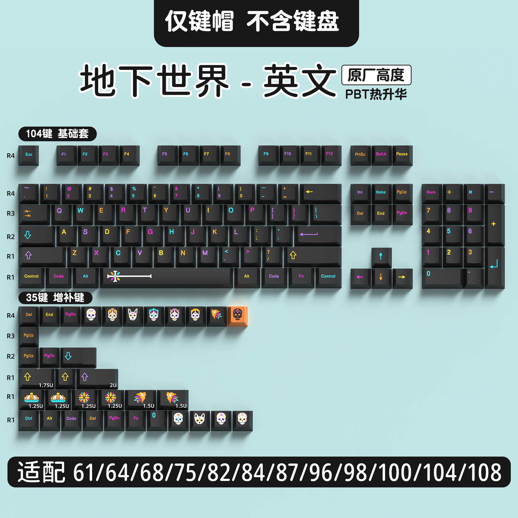 UNDERGROUND WORLD 키캡 원래 높이 PBT 5면 승화 GMK 기계식 키보드에 적합