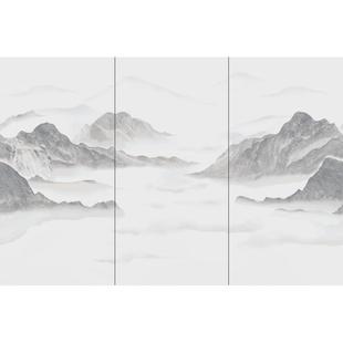 瓷砖电视背景墙山水画岩板 佛山厂家墙砖客厅大板办公室批发新中式