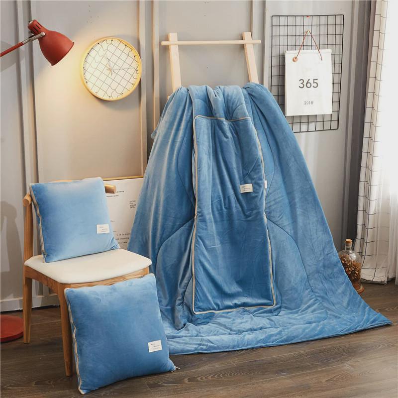 可爱纯色抱枕被子两用靠垫绒超柔水晶沙发午睡枕定抱枕被制logo