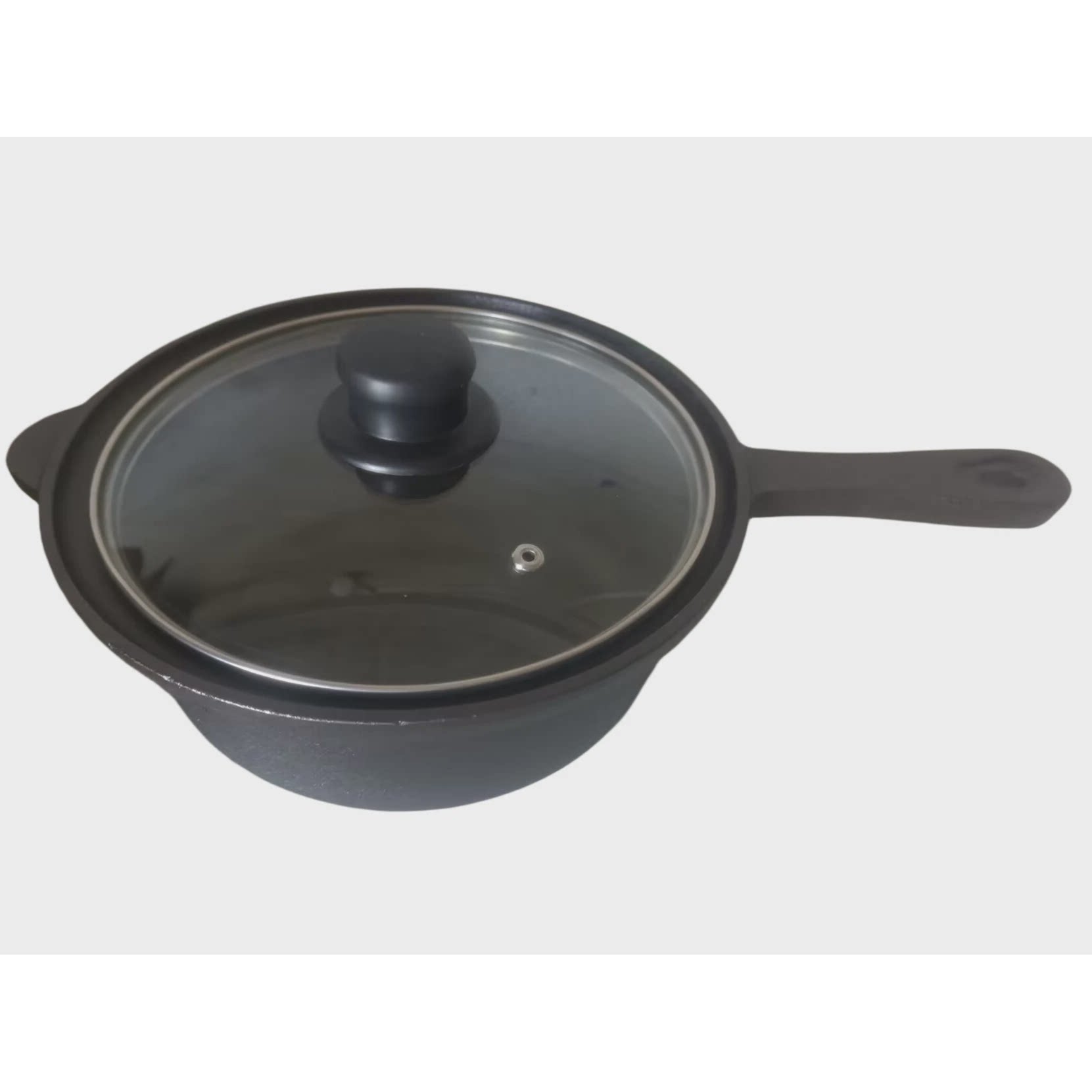 铸铁22cm两用平底加厚无涂层汤锅不粘煮方便面奶锅厨房两用锅煎锅