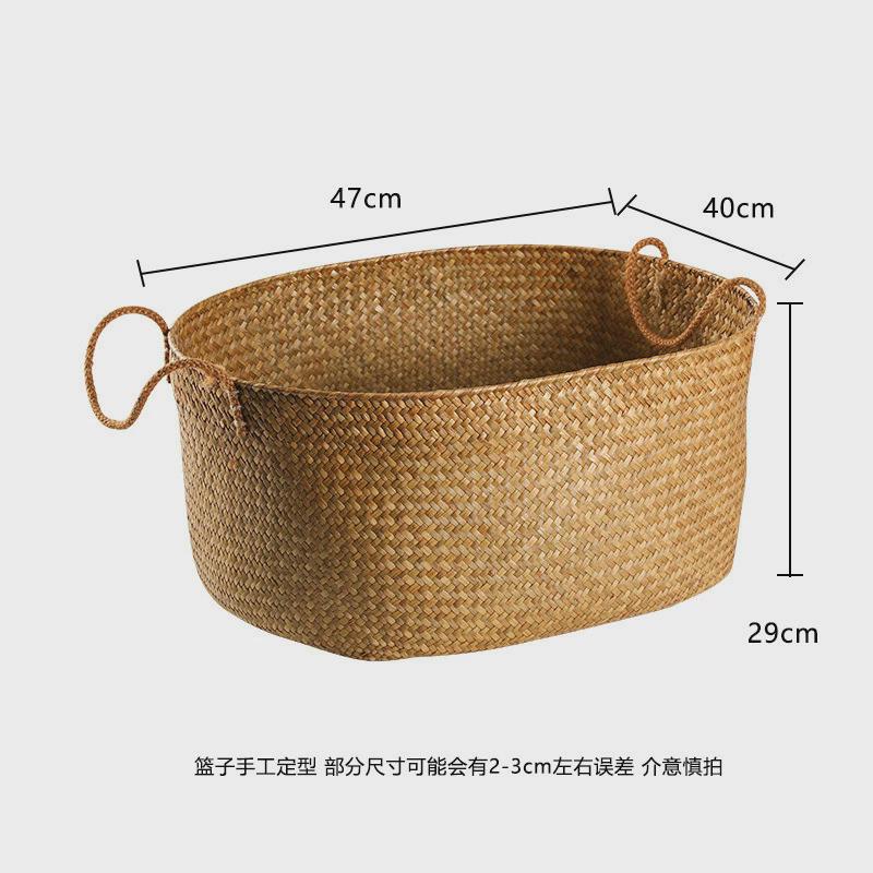 竹编脏衣篓ins风仿藤编脏衣篮隔夜衣物日式草编收纳筐纸篓收纳篮