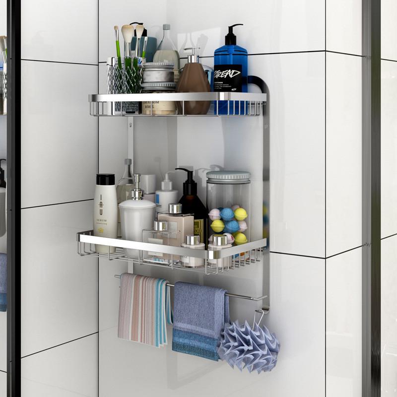 【订制】304不锈钢置物架五金挂件厨房双层网篮浴室卫生间免钉