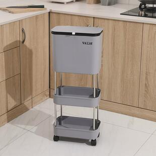 厨房专用多层台面垃圾桶干湿分离大容量客厅卧室带盖加大号置物架