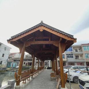 景区定制户外凉亭实木庭院古建长廊凉亭公园景观亭子家用实木牌楼