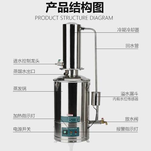 电热实验室水器蒸馏水制水器蒸馏全自动断水自控提纯蒸馏机不锈钢