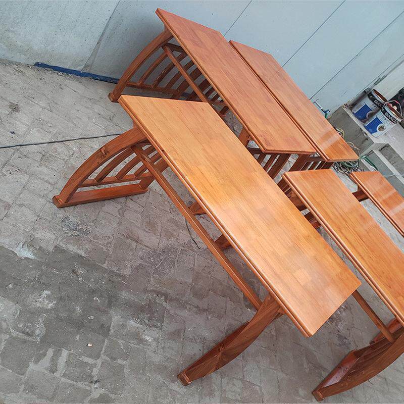 国学桌实木书法桌学校新中式马鞍培训桌凳仿古单双人家用古典桌椅