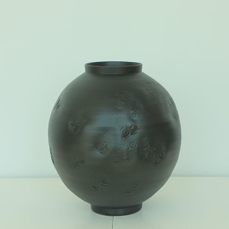 丹麦风格陶瓷花瓶侘寂风插花花器日式简约复古装饰民宿月亮罐摆件