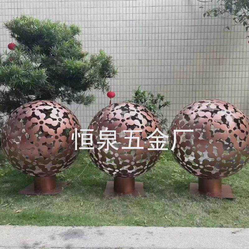 不锈钢镂空球大圆球异形球切割雕刻大型空心圆球雕塑铁球草地摆件