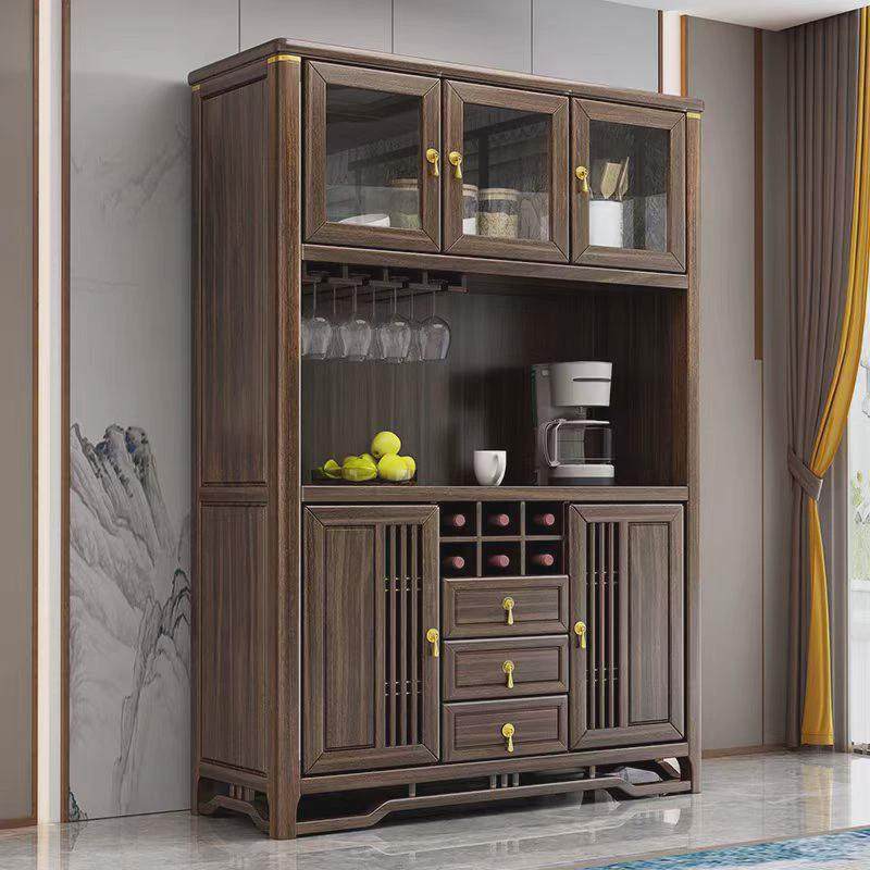 新中式乌金木实木餐边柜靠墙一体置物柜客厅酒柜储物柜家用餐厅柜,住宅家具,餐边柜,淘宝优惠券,粉丝福利购,淘宝优惠卷