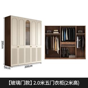 na玻璃法式 卧室家用中古风轻衣橱组合 复古衣柜平开门新款 2024爆款