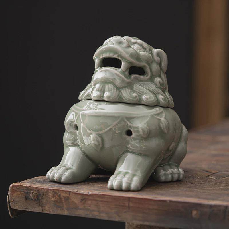 狻猊青瓷陶瓷盘香炉越窑工艺品熏香摆件倒流香薰炉创意香插香道,餐饮具,茶道/香炉,淘宝优惠券,粉丝福利购,淘宝优惠卷