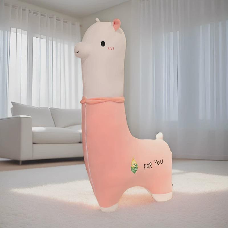 凉感冰豆豆羊驼长条抱枕夹腿睡觉抱枕女生睡觉专用男生款冰丝枕头