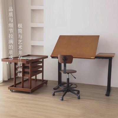 djar专业电动升降绘画桌子美术台专用绘画台实木绘图桌家用美术桌